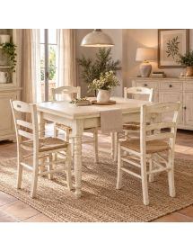 Set 2 sedie legno shabby bianco anticato seduta paglia 43x46x89