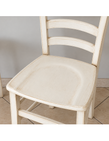 Set 2 sedie legno shabby bianco anticato seduta legno 43x46x89