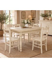 Set 2 sedie legno shabby bianco anticato seduta legno 43x46x89