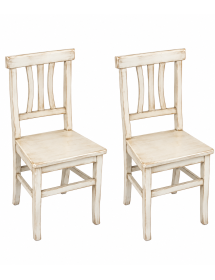 Set 2 sedie legno shabby bianco anticato seduta legno 43x45x91
