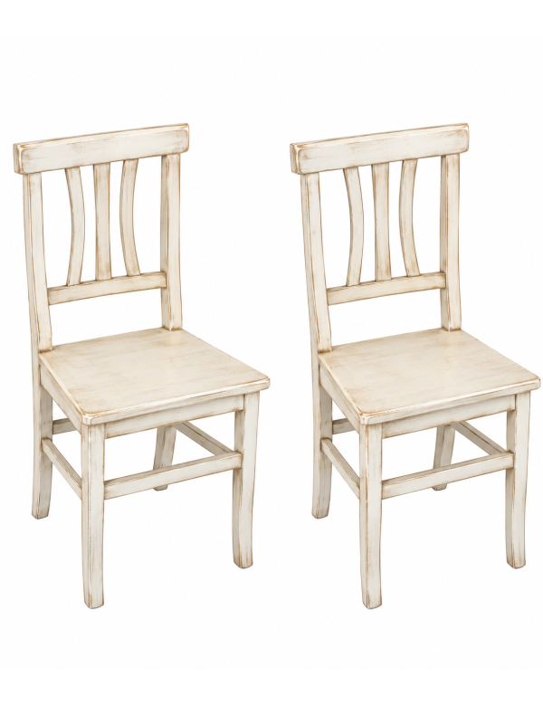 Set 2 sedie legno shabby bianco anticato seduta legno 43x45x91