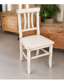 Set 2 sedie legno shabby bianco anticato seduta legno 43x45x91