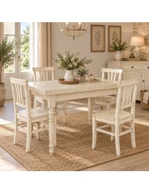 Set 2 sedie legno shabby bianco anticato seduta legno 43x45x91