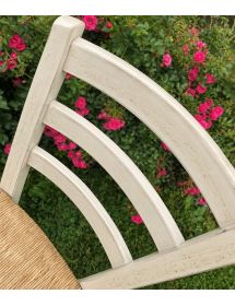 Set 2 sedie legno shabby bianco anticato seduta paglia 43x46x89