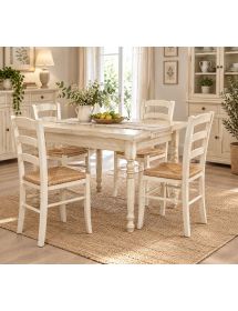 Set 2 sedie legno shabby bianco anticato seduta paglia 43x46x89
