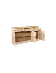 Cristalliera 4 porte 4 cassetti Legno grezzo 205x42x205
