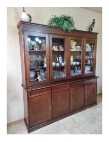 Cristalliera 4 porte 4 cassetti Legno grezzo 205x42x205