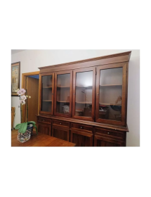 Cristalliera 4 porte 4 cassetti Legno grezzo 205x42x205