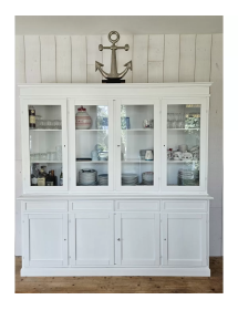Cristalliera 4 porte 4 cassetti Legno grezzo 205x42x205