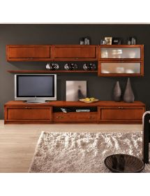 Parete attrezzata porta tv classica legno bassano L.315 P.36/60 H.220