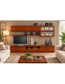 Parete attrezzata porta tv classica legno bassano L.315 P.36/60 H.220