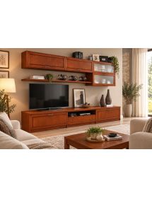 Parete attrezzata porta tv classica legno bassano L.315 P.36/60 H.220
