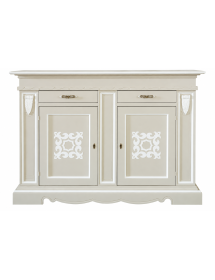 Credenza legno 2 porte 2 cassetti legno shabby tortora profilo bianco 170X55X123 (1233)