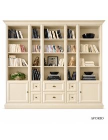 LIBRERIA SOGGIORNO CLASSICA IN LEGNO VARI COLORI L.250 P.45 H.224