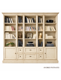 LIBRERIA SOGGIORNO CLASSICA IN LEGNO VARI COLORI L.250 P.45 H.224