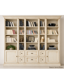 LIBRERIA SOGGIORNO CLASSICA IN LEGNO VARI COLORI L.250 P.45 H.224