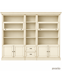 LIBRERIA PORTA TV CLASSICA IN LEGNO SHABBY VARI COLORI 310X45X224