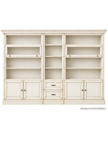 LIBRERIA PORTA TV CLASSICA IN LEGNO SHABBY VARI COLORI 310X45X224