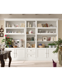 LIBRERIA PORTA TV CLASSICA IN LEGNO SHABBY VARI COLORI 310X45X224