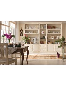 LIBRERIA PORTA TV CLASSICA IN LEGNO SHABBY VARI COLORI 310X45X224
