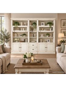 LIBRERIA PORTA TV CLASSICA IN LEGNO SHABBY VARI COLORI 310X45X224