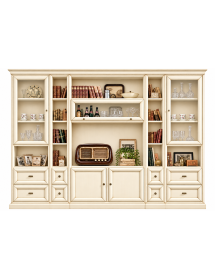 LIBRERIA PORTA TV CLASSICA IN LEGNO SHABBY VARI COLORI 310X45X224