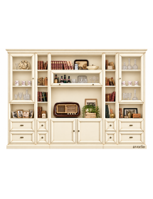 LIBRERIA PORTA TV CLASSICA IN LEGNO SHABBY VARI COLORI 310X45X224