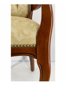 SEDIA CLASSICA CON BRACCIOLI SEDUTA IMBOTTITA LEGNO TINTA NOCE