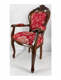 SEDIA CLASSICA CON BRACCIOLI SEDUTA IMBOTTITA LEGNO TINTA NOCE
