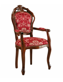 SEDIA CLASSICA CON BRACCIOLI SEDUTA IMBOTTITA LEGNO TINTA NOCE