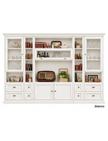 LIBRERIA PORTA TV CLASSICA IN LEGNO SHABBY VARI COLORI 310X45X224