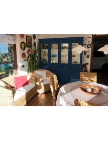 Cristalliera shabby 4 porte 4 cassetti legno bicolore blu e avorio 205X42X205