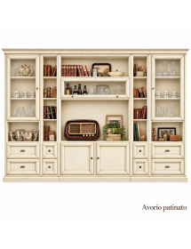 LIBRERIA PORTA TV CLASSICA IN LEGNO SHABBY VARI COLORI 310X45X224