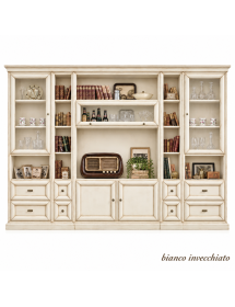 LIBRERIA PORTA TV CLASSICA IN LEGNO SHABBY VARI COLORI 310X45X224