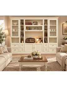 LIBRERIA PORTA TV CLASSICA IN LEGNO SHABBY VARI COLORI 310X45X224