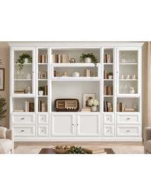 LIBRERIA PORTA TV CLASSICA IN LEGNO SHABBY VARI COLORI 310X45X224