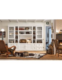 LIBRERIA PORTA TV CLASSICA IN LEGNO SHABBY VARI COLORI 310X45X224