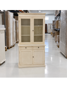 Cristalliera in legno 2 porte shabby avorio patinato 103X42X206