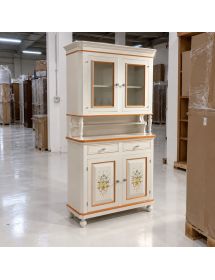 CRISTALLIERA NAPOLETANA 2 ANTE LEGNO SHABBY BIANCO DECORI 104x43x208