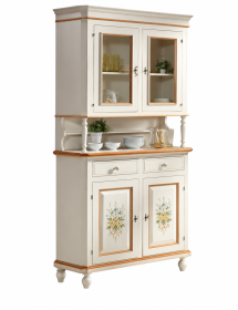 CRISTALLIERA NAPOLETANA 2 ANTE LEGNO SHABBY BIANCO DECORI 104x43x208