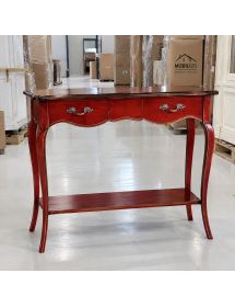 CONSOLLE 700' CLASSICA LEGNO CILIEGIO SHABBY ROSSO 89X33x78