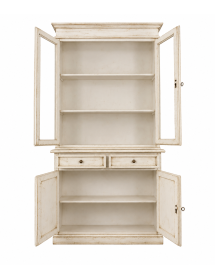 Cristalliera 2 porte shabby legno bianco anticato decorato 105X42X205