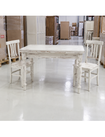 Set tavolo rettangolare shabby bianco anticato 120x80 130x85 140x80...
