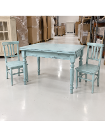 Set tavolo rettangolare shabby azzurro anticato 120x80 130x85 140x8...