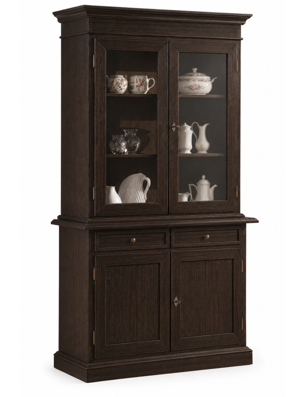 CRISTALLIERA IN LEGNO TINTA WENGE' ARTE POVERA  103X42X205 (383) vista frontale