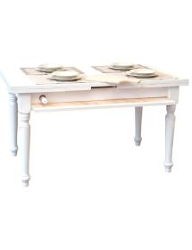 TAVOLO ATTREZZATO DA CUCINA SHABBY BIANCO 140X80X80