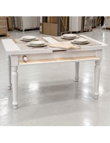 TAVOLO ATTREZZATO DA CUCINA SHABBY BIANCO 140X80X80
