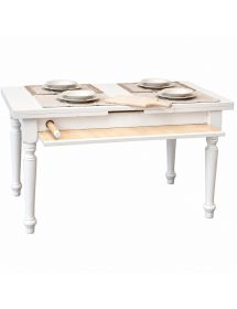 TAVOLO ATTREZZATO DA CUCINA SHABBY BIANCO 140X80X80