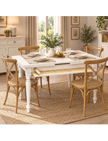 TAVOLO ATTREZZATO DA CUCINA SHABBY BIANCO 140X80X80