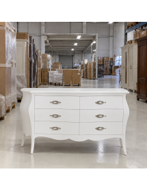 COMÒ BOMBATO CLASSICO 6 CASSETTI SHABBY BIANCO OPACO 162X58X85